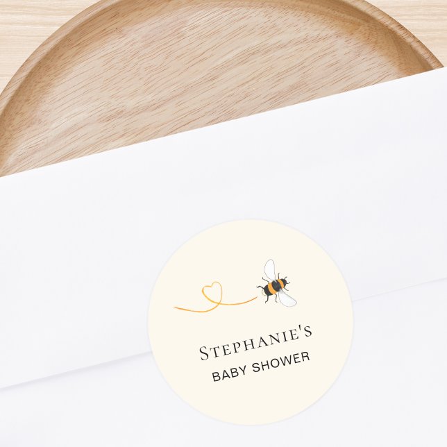 Bee Baby Shower Classic Round Sticker (Creator Uploaded)