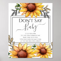 Bee Baby Shower Don't Say Baby Party Game Poster