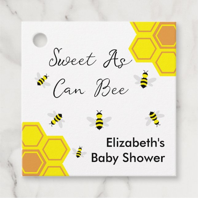Bee Baby Shower Favour Tags (Front)