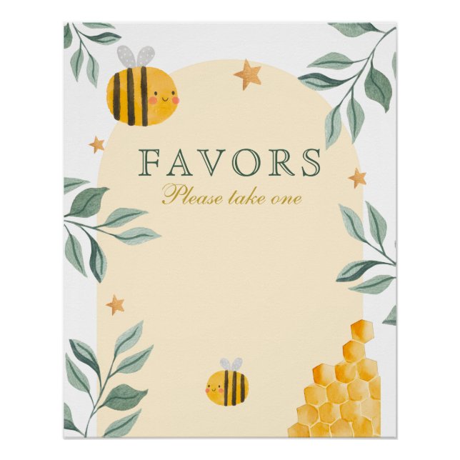 Bee baby shower favours poster (Front)