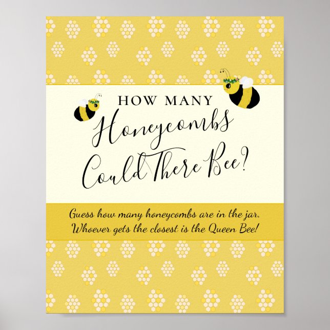 Bee Baby Shower Game Guess How Many Honeycombs Poster (Front)