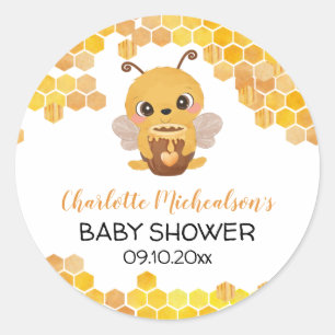 Bee Baby Shower Honeycomb Neutral Classic Round Sticker