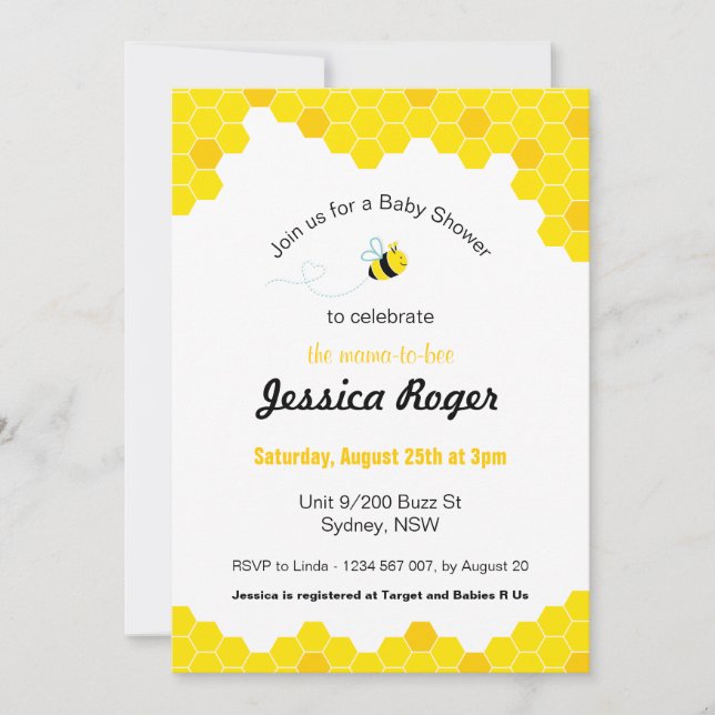 Bee Baby Shower Invitation (Front)