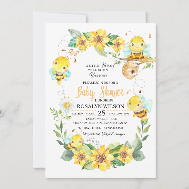 Bee Baby Shower Invitation (Front)