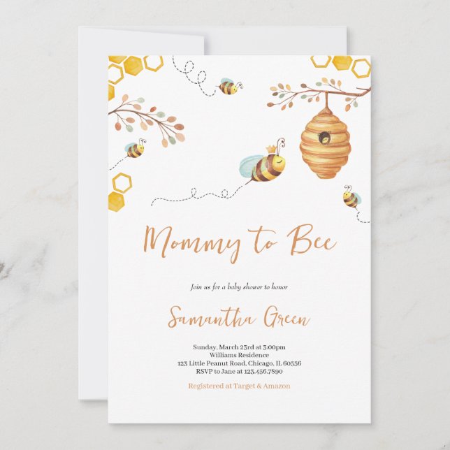 Bee Baby Shower Invitation (Front)