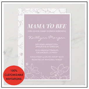 Bee baby shower invitations Elegant Modern Floral
