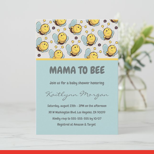 Bee baby shower invitations Mama to bee Bumblebee (Creator Uploaded)
