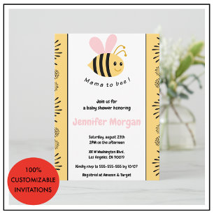 Bee baby shower invitations Mummy to bee Bumblebee
