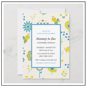 Bee baby shower invitations Mummy to bee Floral