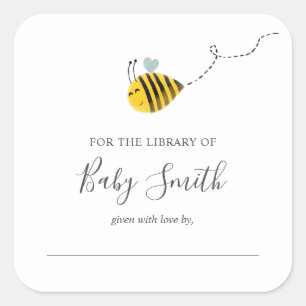 Bee Baby Shower Library Square Sticker