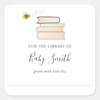 Bee Baby Shower Library Square Sticker