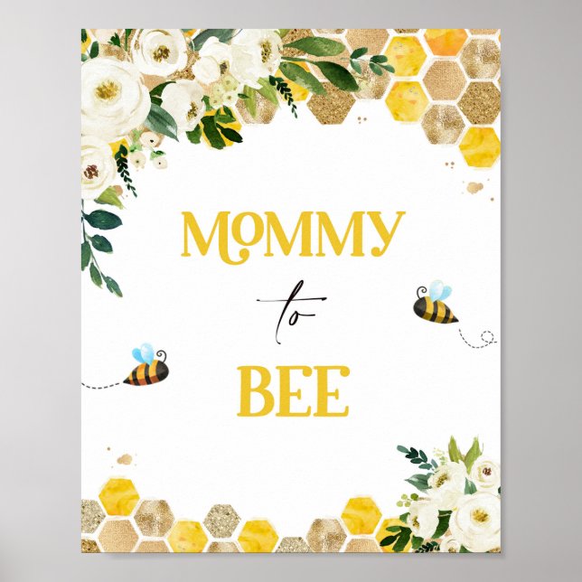 Bee Baby Shower Party Sign Mummy To Bee Decor Sign (Front)
