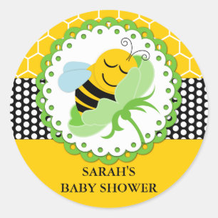 Bee Baby Shower Personalised Classic Round Sticker