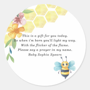 Bee baby shower - Prayer candle label