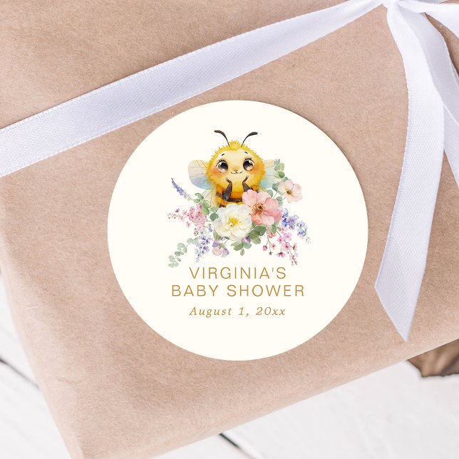 Bee Baby Shower Sticker (Bee Baby Shower Round Sticker by Painted Paperie
)
