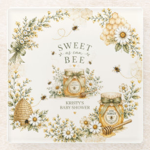 Bee Baby Shower Sweet As Can Bee Gender Neutral Glass Coaster