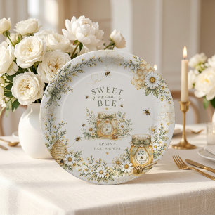 Bee Baby Shower Sweet As Can Bee Gender Neutral Paper Plate