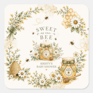 Bee Baby Shower Sweet As Can Bee Gender Neutral Square Sticker