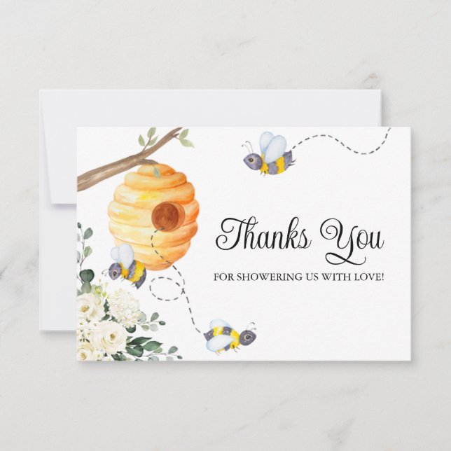 Bee Baby Shower Thank You Card (Front)