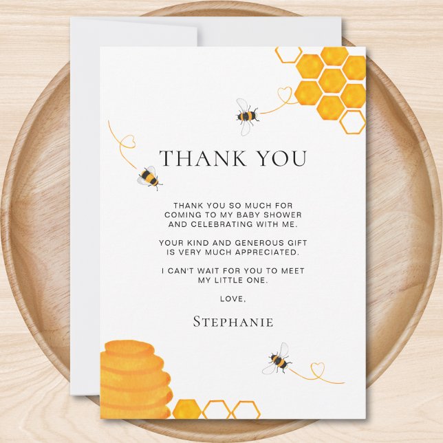 Bee Baby Shower Thank You Card (Creator Uploaded)