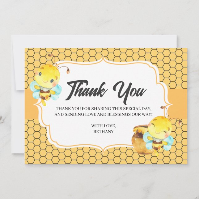 Bee Baby Shower Thank You Card (Front)