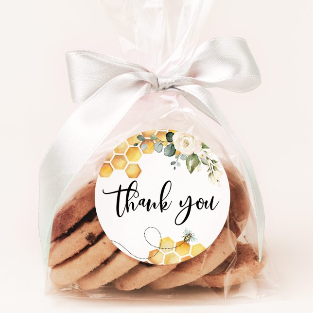 Bee baby shower thank you classic round sticker (Creator Uploaded)