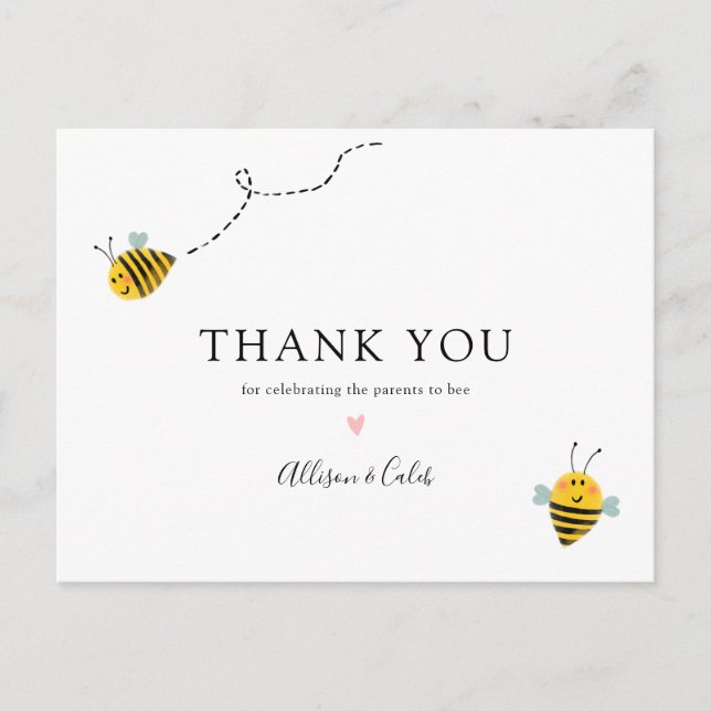 Bee Baby Shower Thank You Postcard (Front)