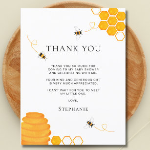 Bee Baby Shower Thank You  Postcard