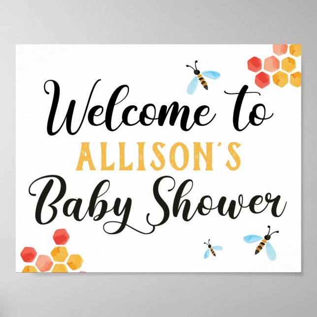 Bee Baby Shower Welcome Sign (Front)