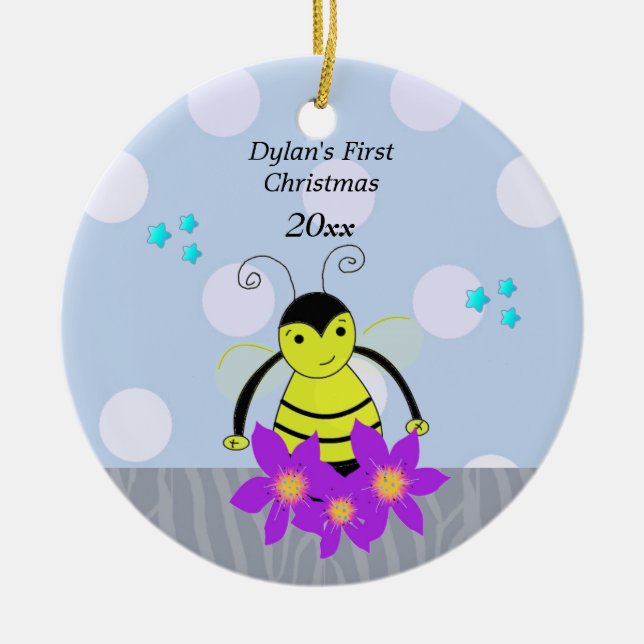 Bee Baby's First Christmas Ceramic Tree Decoration (Front)
