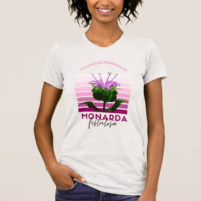 Bee Balm Monarda Fistulosa Graphic Stripes T-Shirt (Front)