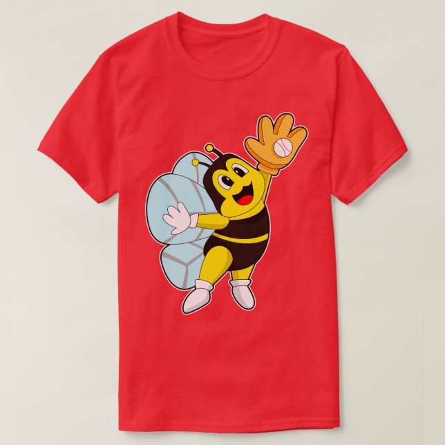 Bee Baseball Baseball glove T-Shirt (Design Front)