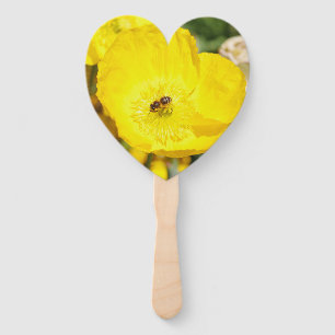 Bee Bathed in Yellow Hand Fan
