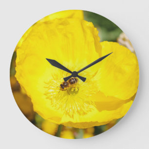 Bee Bathed in Yellow  Large Clock