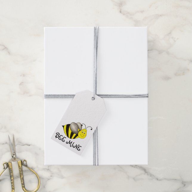 Bee (Be) Mine Valentine's Day Bumblebee Gift Tag (With Twine)