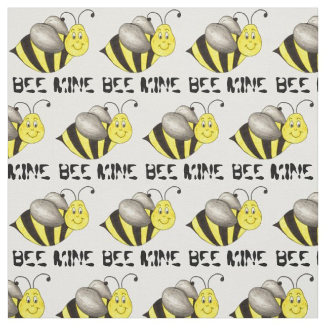 Bee (Be) Mine Valentine's Day Bumblebee Yellow Fabric (Swatch)