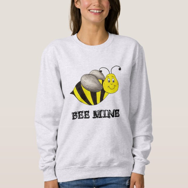 Bee Be Mine Yellow Bumblebee Valentine's Day Love Sweatshirt (Front)