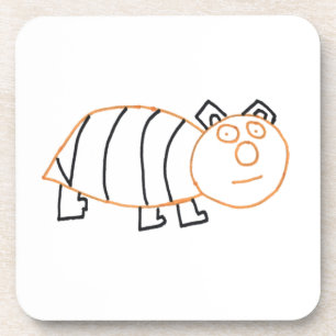 Bee Bear Square Plastic Coaster