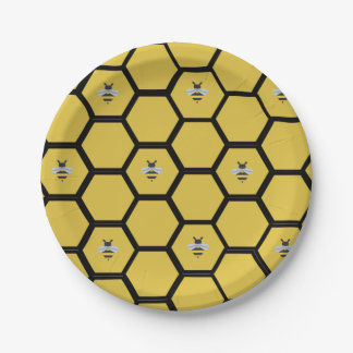 Bee Beehive Yellow Paper Plate