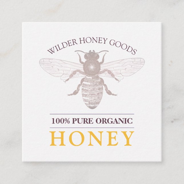 Bee Beekeeper Honey Apiary Square Business Card (Front)