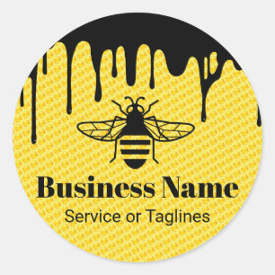 Bee Beekeeping Fresh Honey Apiary Black Drips Classic Round Sticker