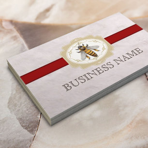 Bee Beekeeping Royal Red Stripe Fur Texture Business Card