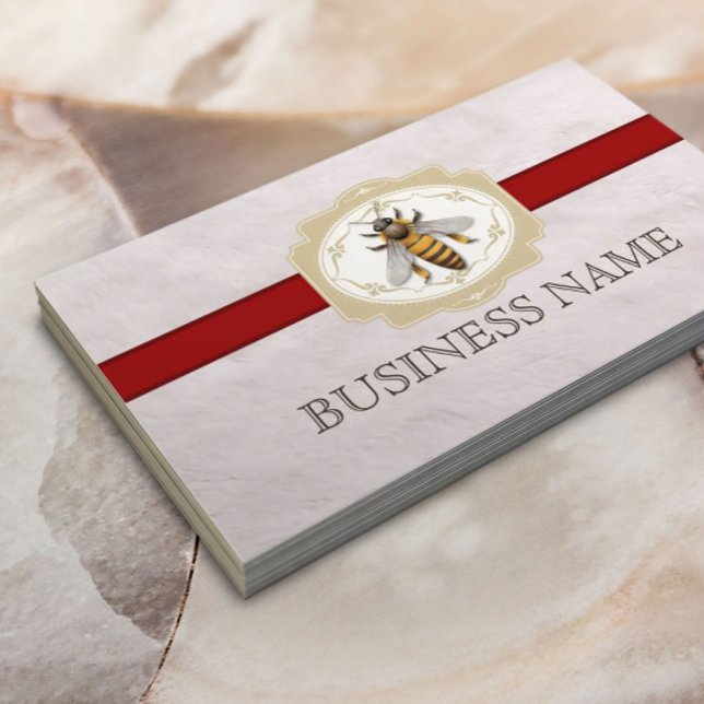 Bee Beekeeping Royal Red Stripe Fur Texture Business Card (Creator Uploaded)