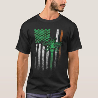Bee Bees Hive Bugs Irish American Flag St. Patrick T-Shirt
