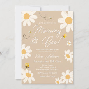 Bee Beige Daisy Retro Mummy to Bee Baby Shower Invitation