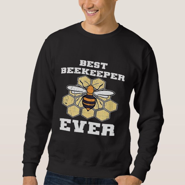 Bee Best Beekeeper Ever Beekeeping Retro Honeycomb Sweatshirt (Front)
