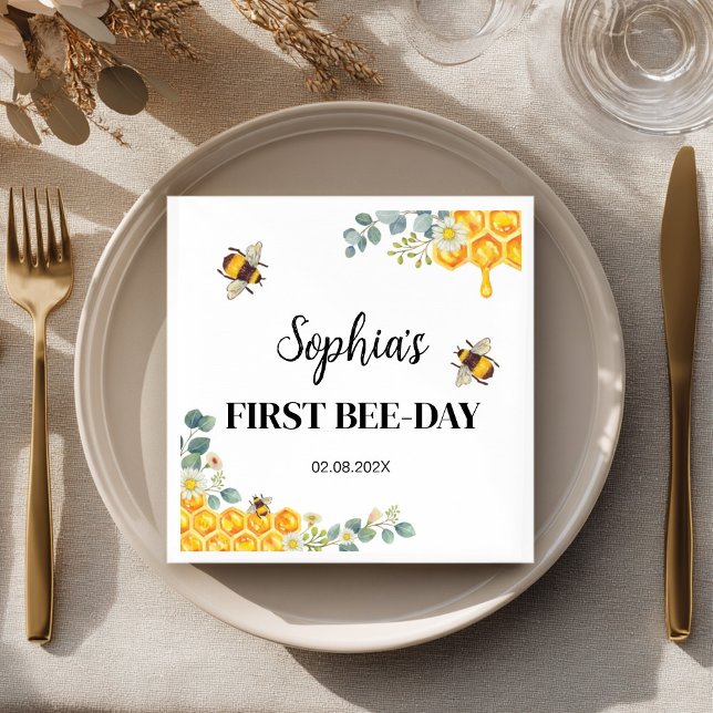Bee Birthday Baby Shower Napkin (Creator Uploaded)