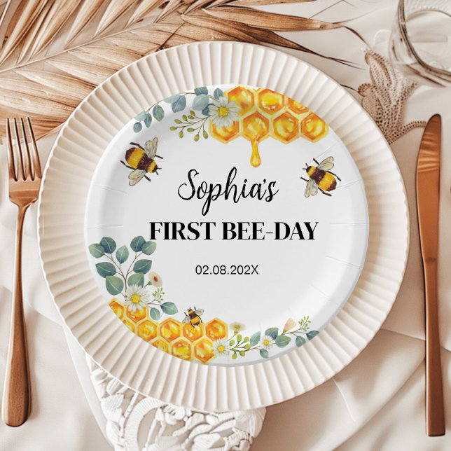 Bee Birthday Baby Shower Paper Plate (Creator Uploaded)