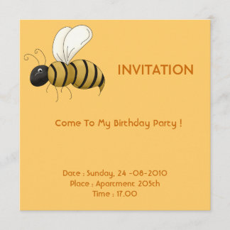 Bee Birthday Card Invitation