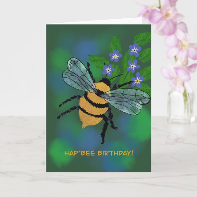 Bee Birthday Folded Greeting Card (Orchid)